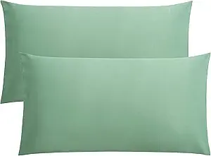 FLXXIE 2 Pack Microfiber King Pillow Cases, 1800 Super Soft Pillowcases with Envelope Closure, Wrinkle, Fade and Stain Resistant Pillow Covers, 20x36, Sea Green