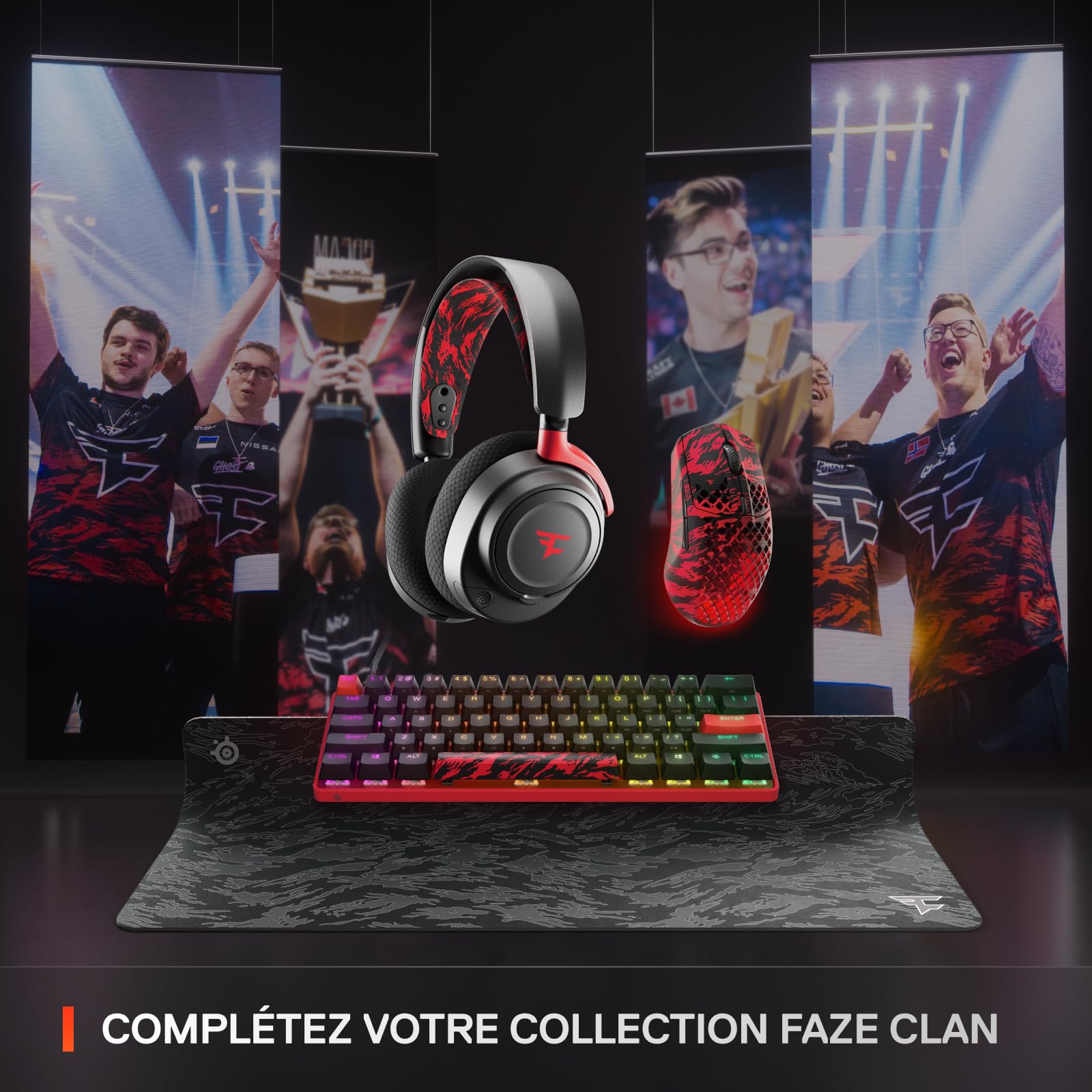 SteelSeries QcK XXL Tapis Gaming - Édition Faze Clan – Tissu épais – Large Couverture du Bureau – Optimisé pour Les capteurs Gaming