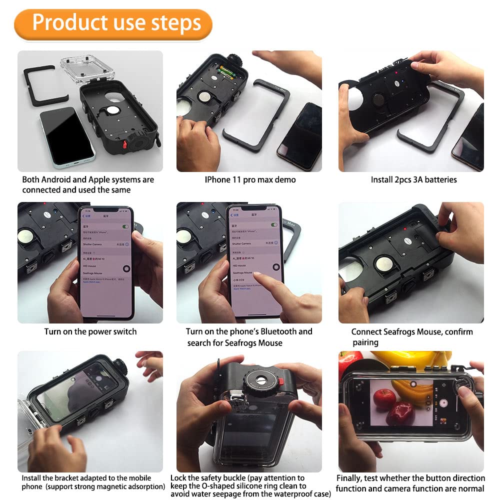 para iPhone X, Android y Todos los Modelos de teléfono. Estuche Impermeable con Control de Bluetooth, Blanco, 130 pies / 40 m. Cubierta Completa sellada a Prueba de Agua.
