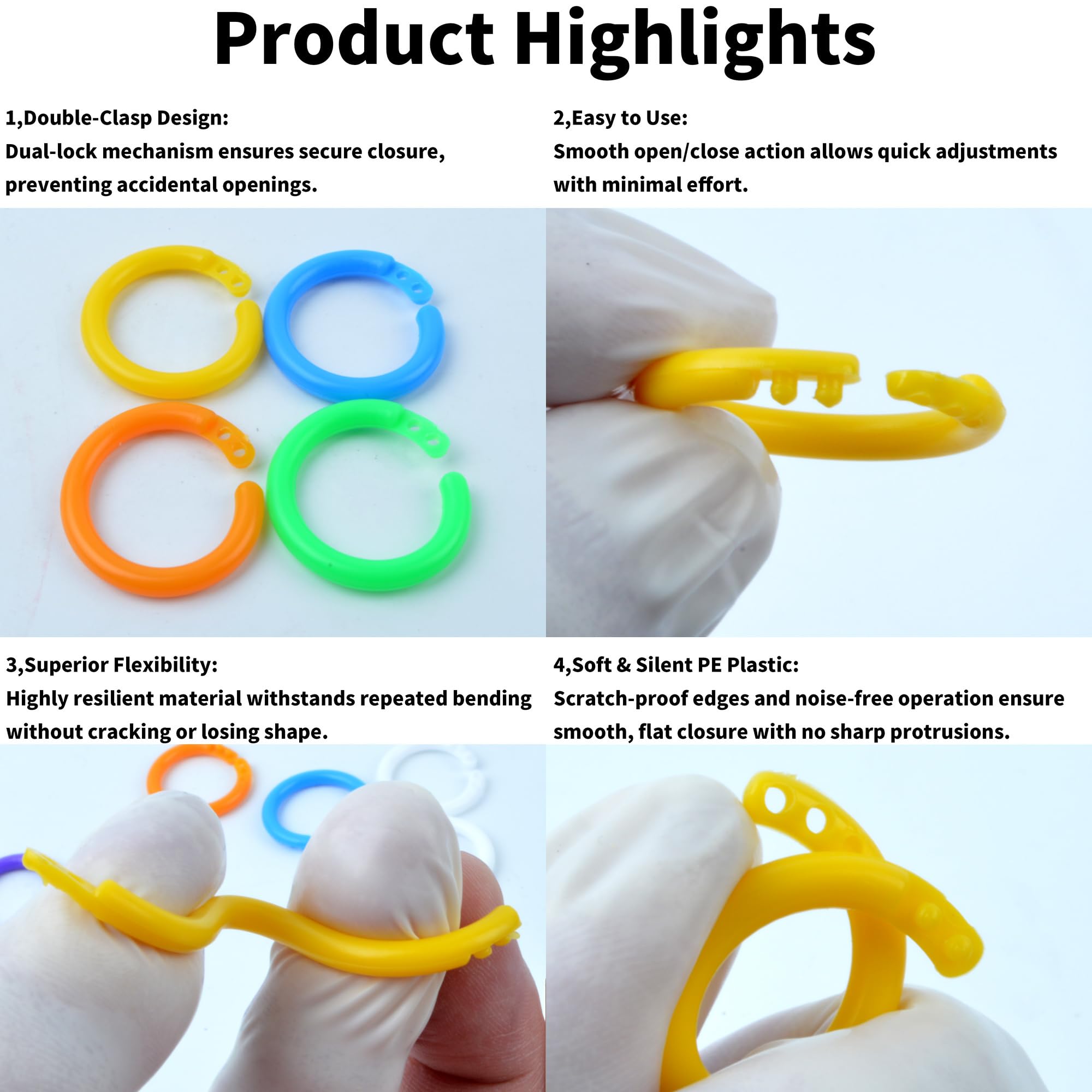 240 sztuk elastycznych, wielokolorowych plastikowych pierścieni do segregatorów do kart indeksowych, próbek, arkuszy i dokumentów, szkoły, biura lub użytku domowego, 12 kolorów (15 mm)