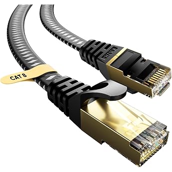 Cat 8 LAN Cable 3 Metres Flat 40Gbps/2000Mhz Network Cable Ethernet Cable S/FTP RJ45 Gigabit Braid Patch Cable