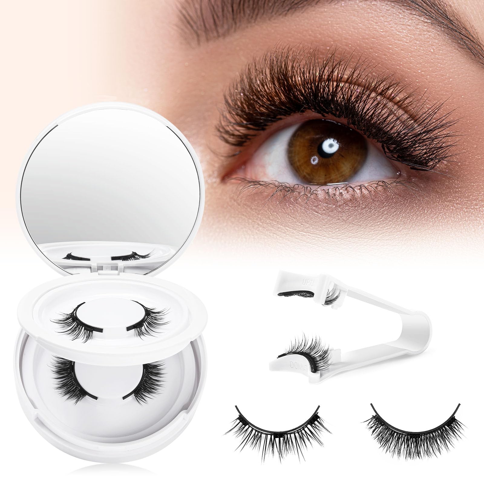 2 Pair Magnetic Eyelashes Natural look Reusable Magnetic Lashes with Applicator No Glue or Liner Needed Easy to Wear and Remove Soft Comfortable Magnetic Eyelashes Kit