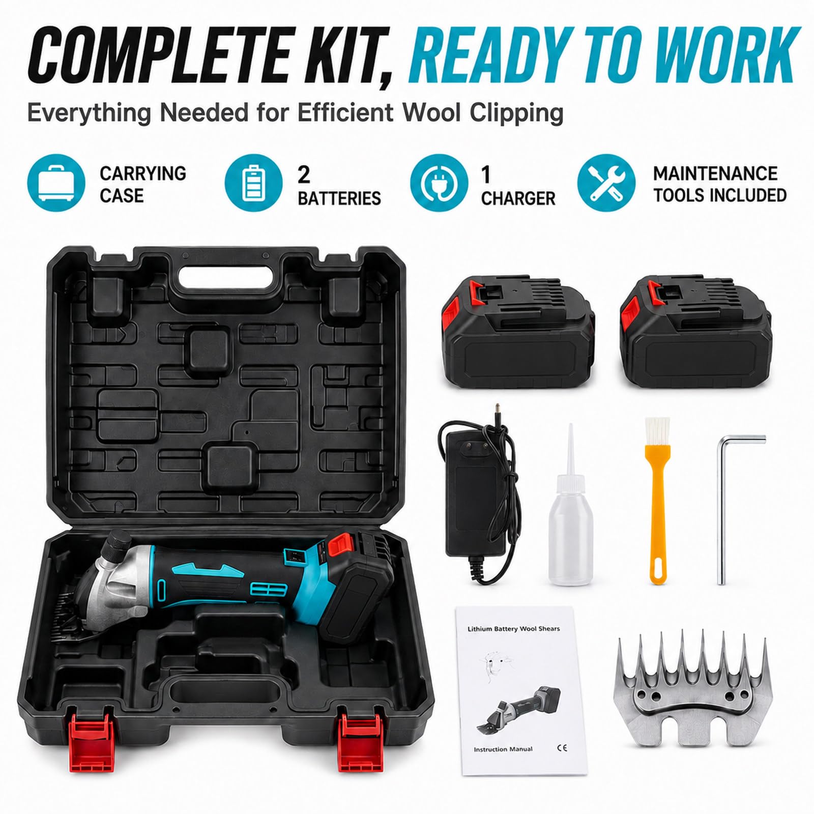 Tosatrice per Pecore 2 Batterie per Allevamento 9Tooth