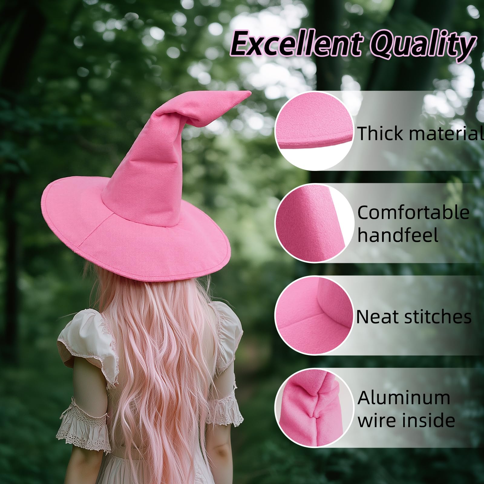 Witch Hat, 18IN Wizard Hat Cosplay Accessories for Halloween Costume Party Christmas Masquerade Carnivals: Pink