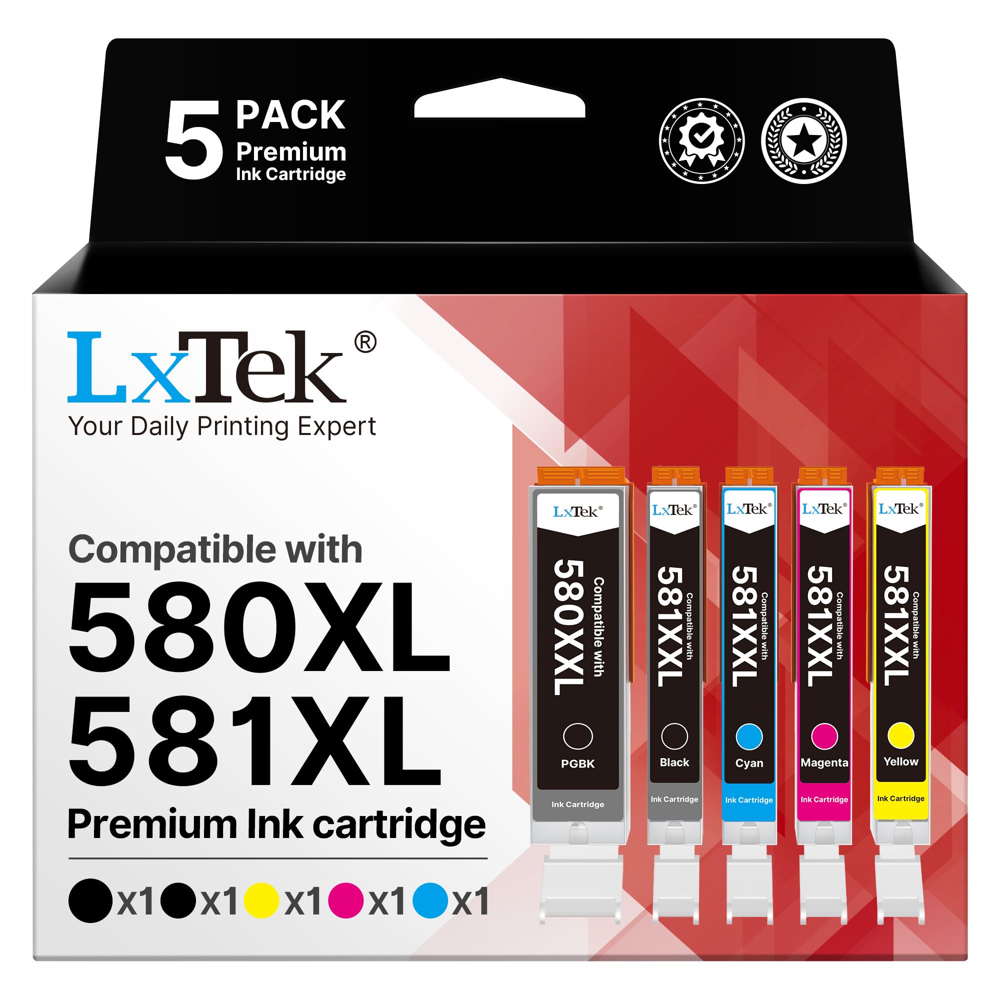 LxTek Druckerpatronen 580 581 Multipack Kompatibel für Canon TR8550 Druckerpatronen Pixma TR8550 TS6150 TS8150 TS8250 TS6250 TR7550 TS705 TS705a TS8151 TS6151 TS8152 TS9150 TS9155 TS9550 (5er-Pack)