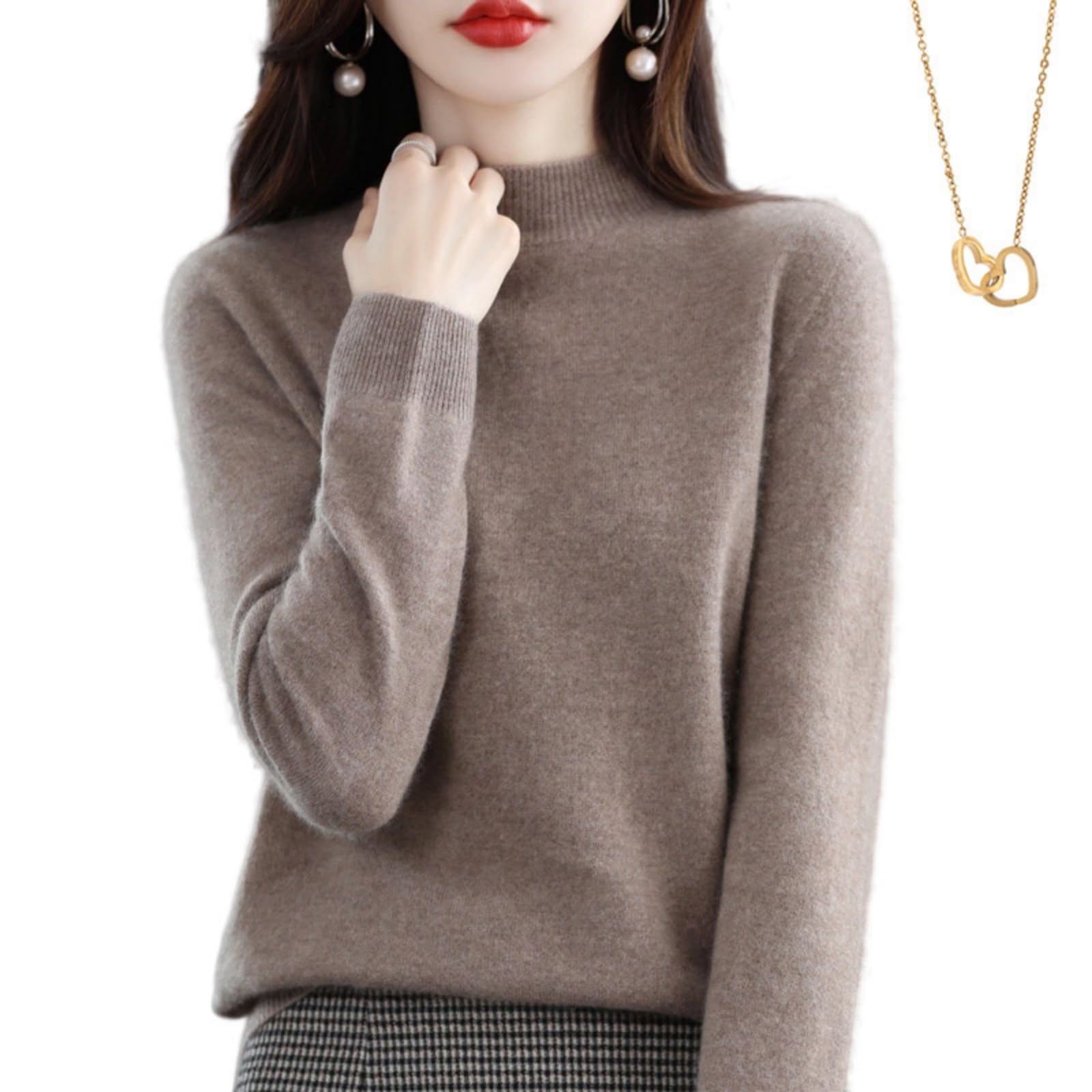 2026 New Cashmere Sweaters for Women Curablity Womens Turtleneck Sweater Long Sleeves Knit Solid Evy Turtleneck Sweater