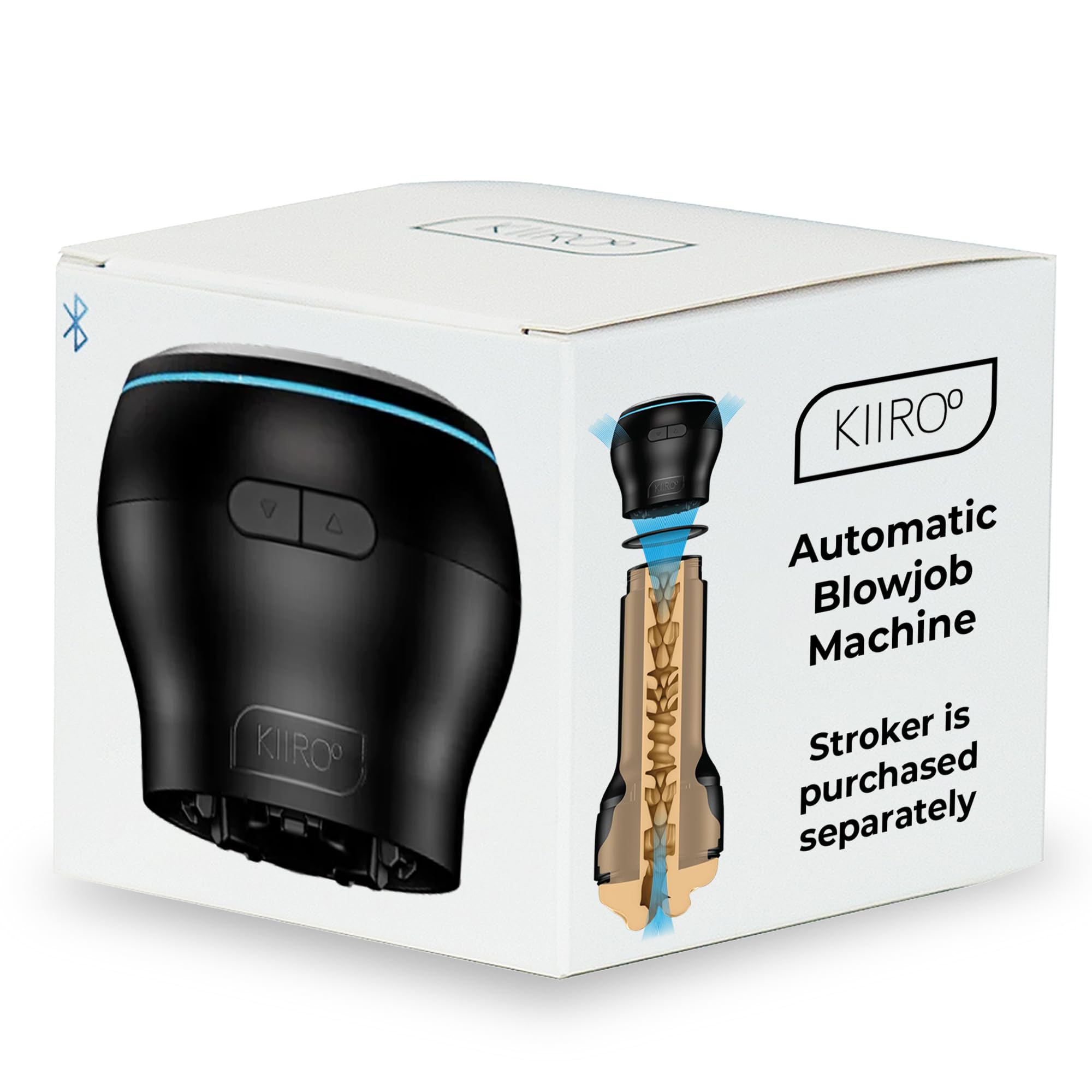 KIIROO PowerBlow - Masturbatore automatico da uomo, compatibile con KIIROO Feel Stroker, dispositivo interattivo per il piacere con FeelMe AI, intensità regolabile, facile installazione