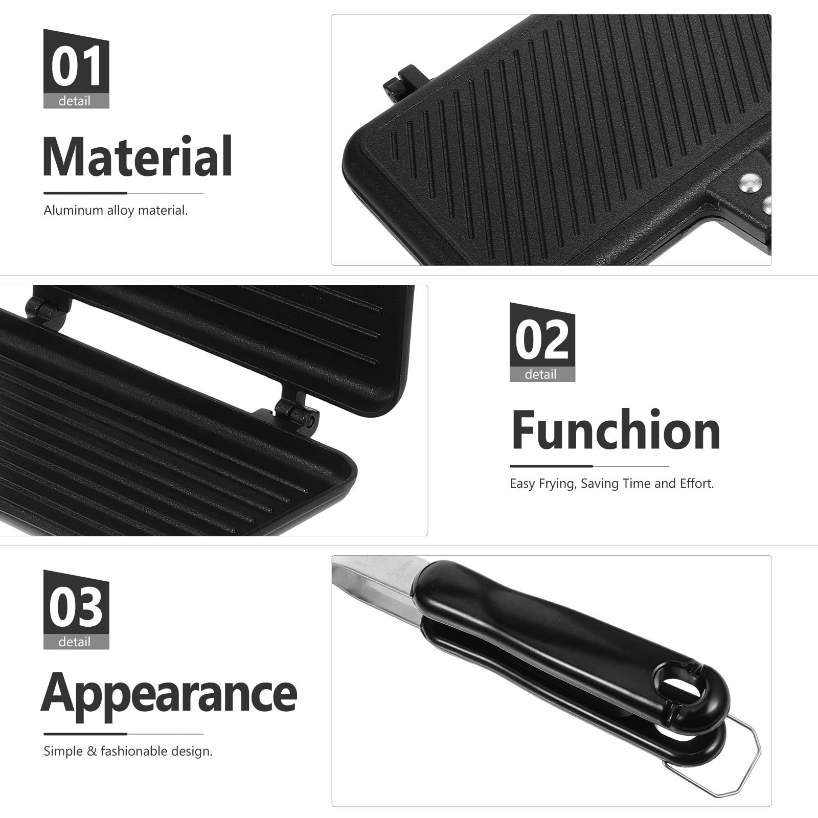 COLLBATH Sandwichera Prensa Sandwichera de Aluminio de Doble Cara Sartén Antiadherente para Sándwiches y Queso para Pequeñas Cafeterías