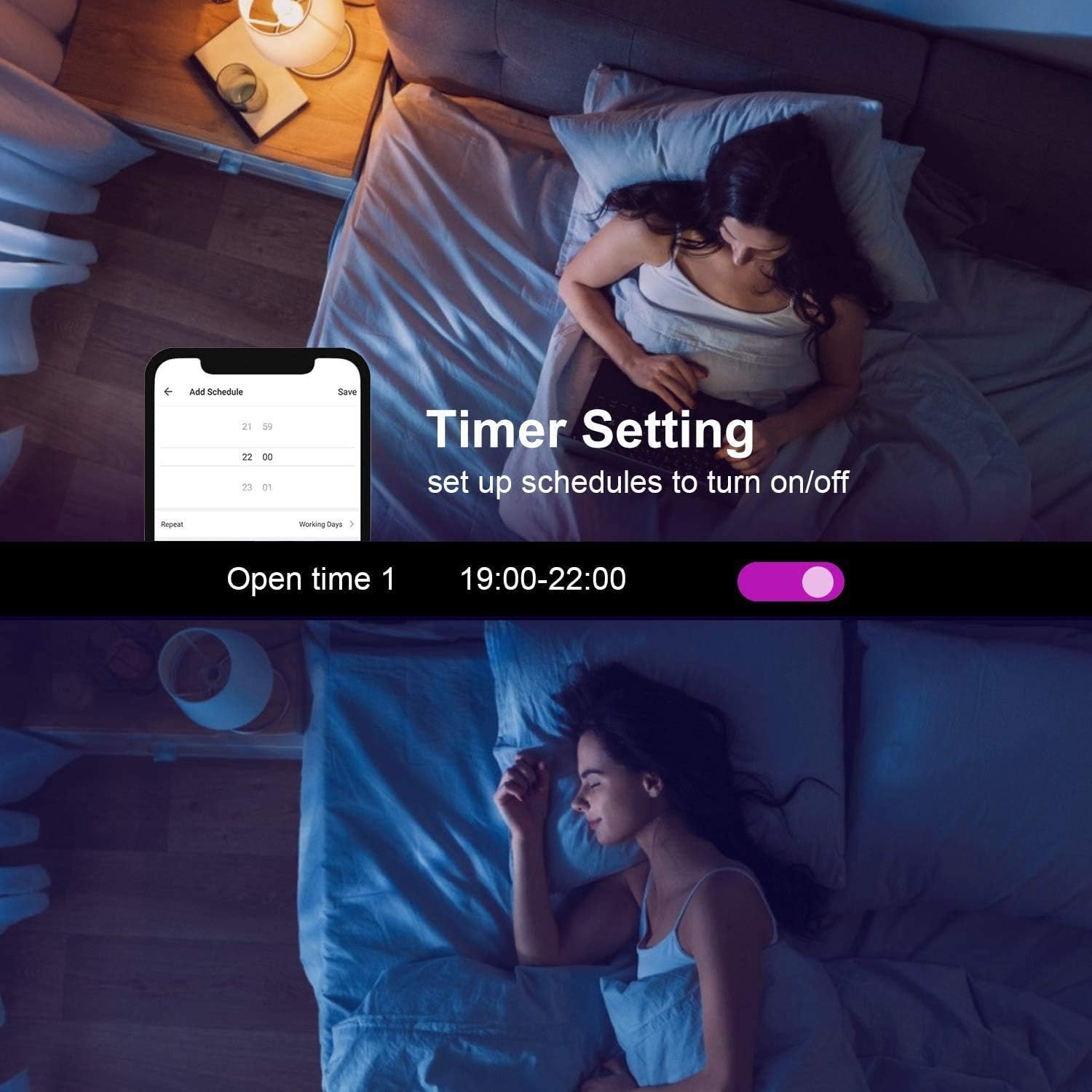 Buy 1 get 1 OHLUX Music Sync Ceiling Light Fixture, 16Inch WiFi Smart Ceiling Lamp Work with Alexa Google Home, 2400LM Superbright RGB for Bedroom Living Room Hallway Light Fixtures Decor, 24W Round