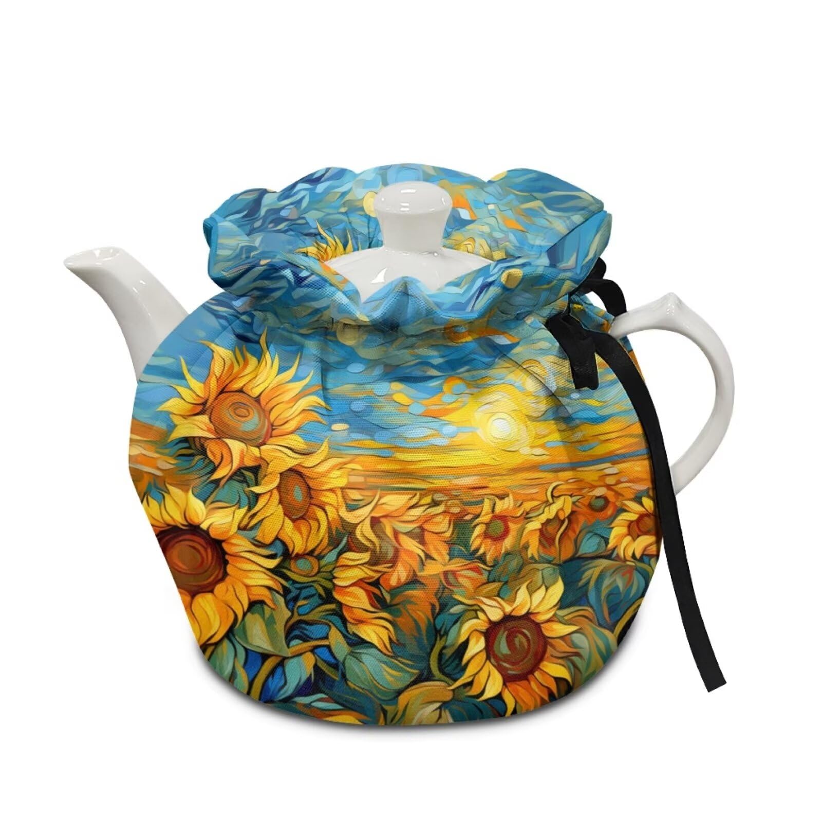 Generic Sunflower Painting Teapots Dust Cover Insulated Tea Cozy for Teapot Tea Kettle Cover Breakfast Insulation Lid Warmer Tea Cosy Kitchen Coffee Table Decorative Accessories