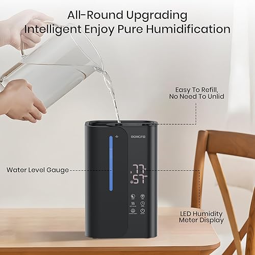 Miniatura 6 de Humidificadores de niebla fría de 5 litros para dormitorio, habitación grande, humidificador de aire inteligente ultrasónico de llenado superior