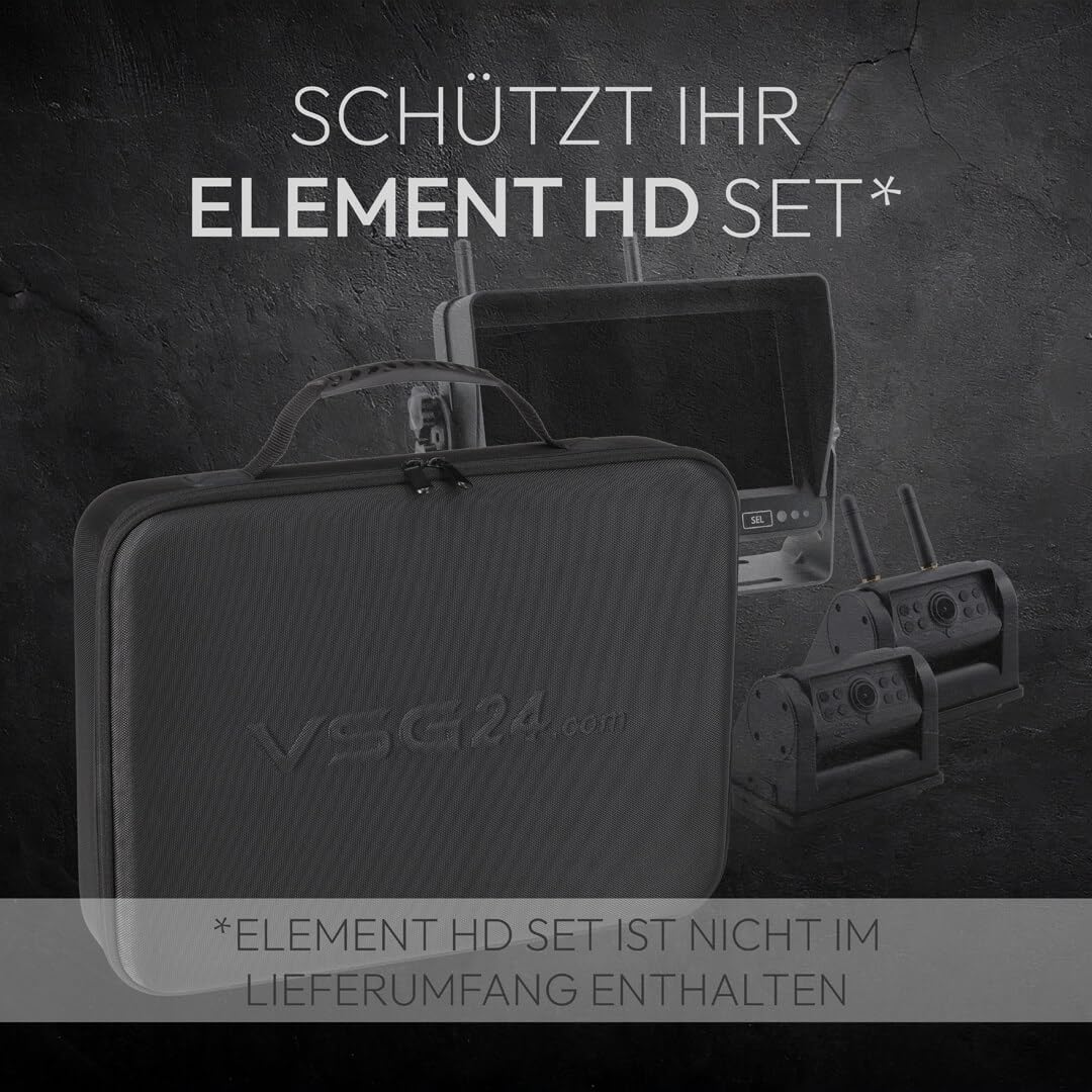 VSG24 Aufbewahrungskoffer Element HD für Rückfahrkamera Set, Hartschalencase für 7 Zoll Monitor, Kameras, Zubehör, Transport Schutz