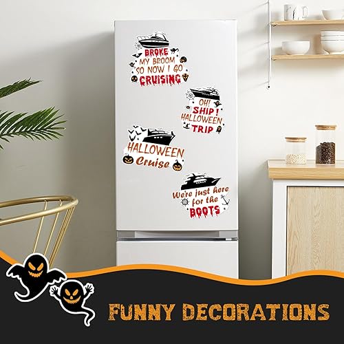 Miniatura 5 de 8 calcomanías magnéticas de Halloween con diseño de calabaza, fantasma, sombrero de bruja, murciélago, calavera para decoración de Halloween, puerta