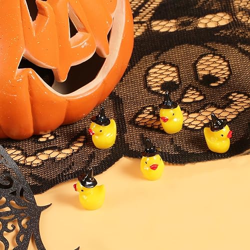 Miniatura 5 de Mini sombrero de bruja de patos de resina decoraciones de Halloween (negro)