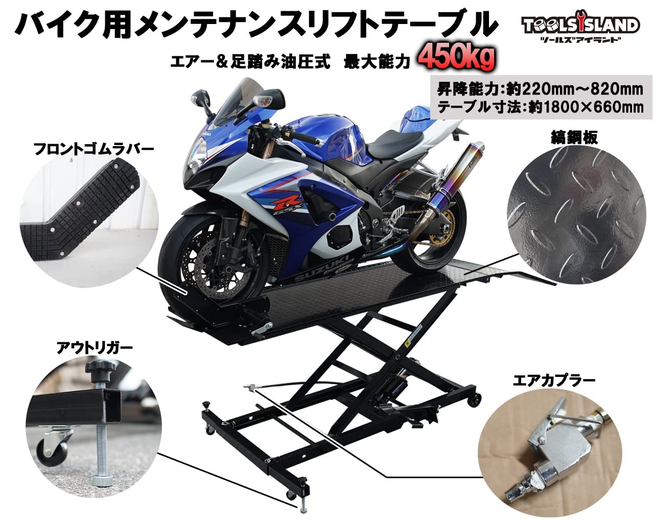 Amazon.co.jp: ツールズアイランド(Toolsisland) 油圧 エアー手動 兼用