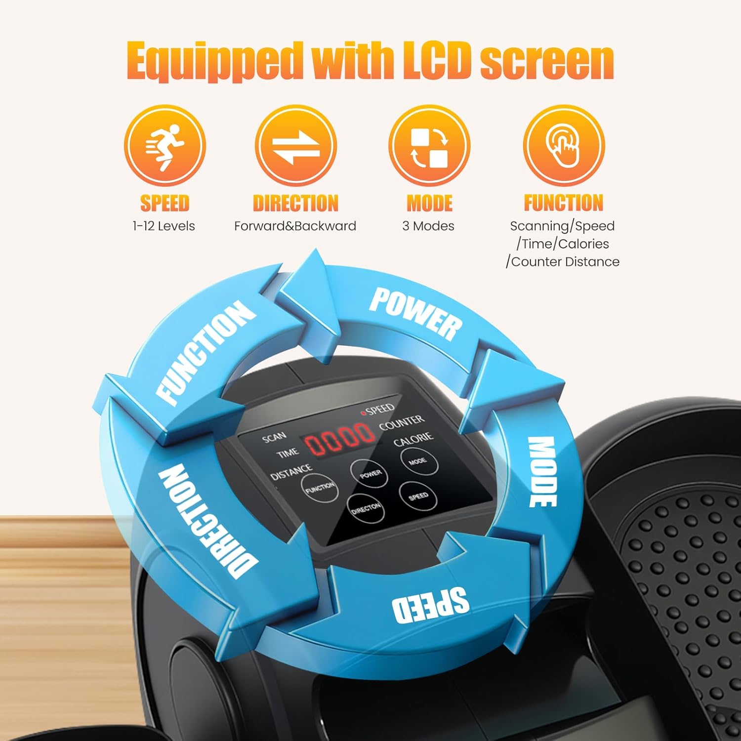 Under Desk Elliptical Machine, Electric Ellipse Leg Exerciser for Senior, 15 Level Speeds, Forward & Reverse Direction, Manual & Auto Mode for Home Office