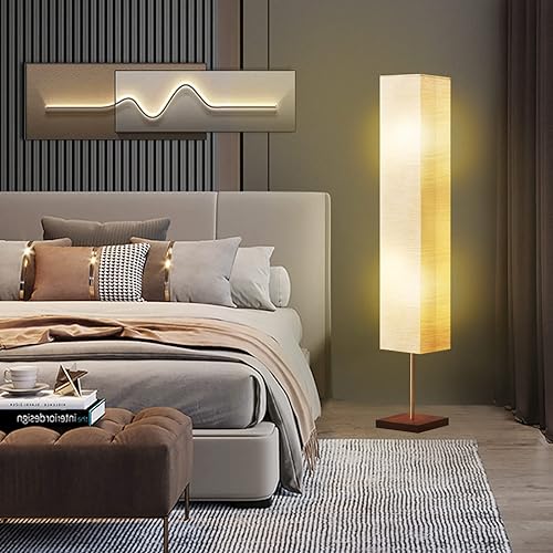 Miniatura 8 de GyroVu Lámpara de pie para sala de estar, lámpara alta de columna de temperatura de 3 colores, lámpara de pie con base de nogal lámpara de pie de
