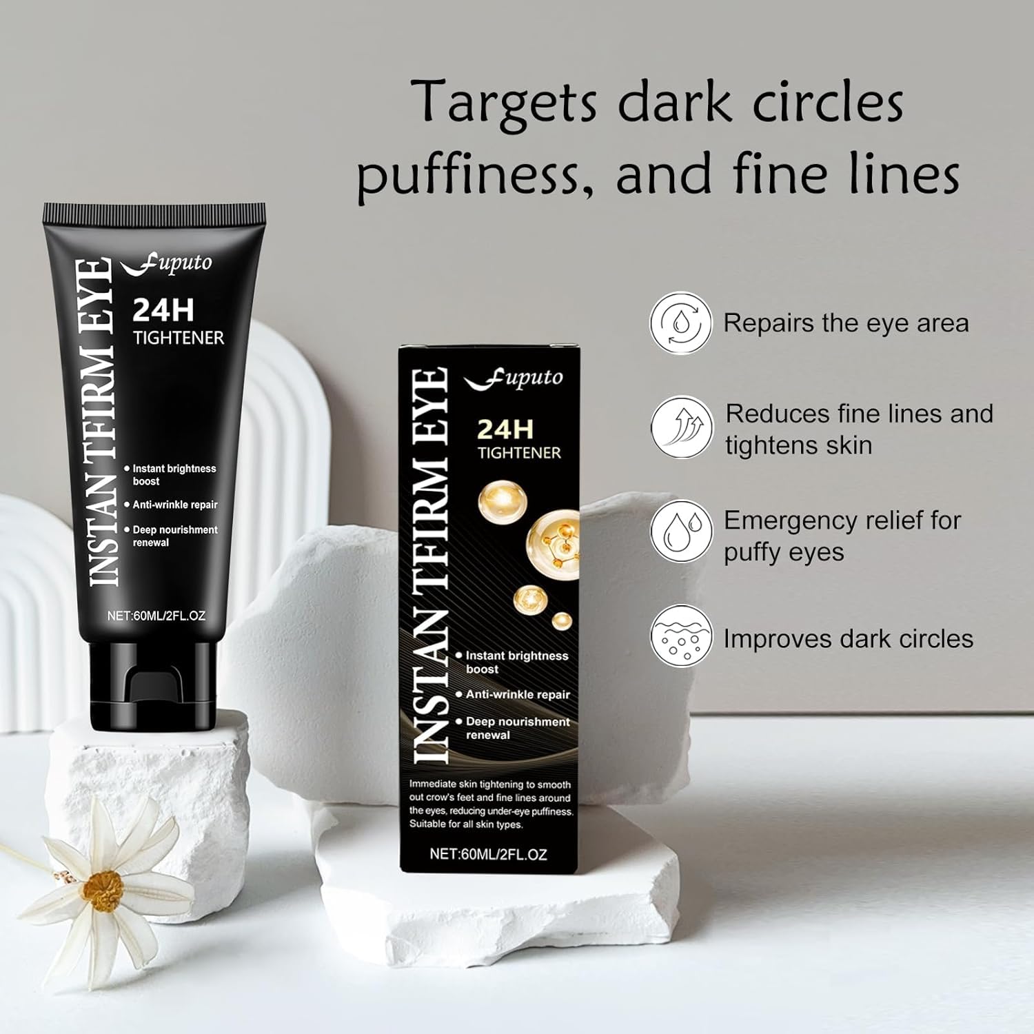 Retinol Eye Cream – 60ML Brightening, Anti-Aging & Firming Under Eye Cream for Dark Circles, Eye Bags, Puffiness & Fine Lines, Deep Hydration for All Skin Types (1 Pack) - Image 4