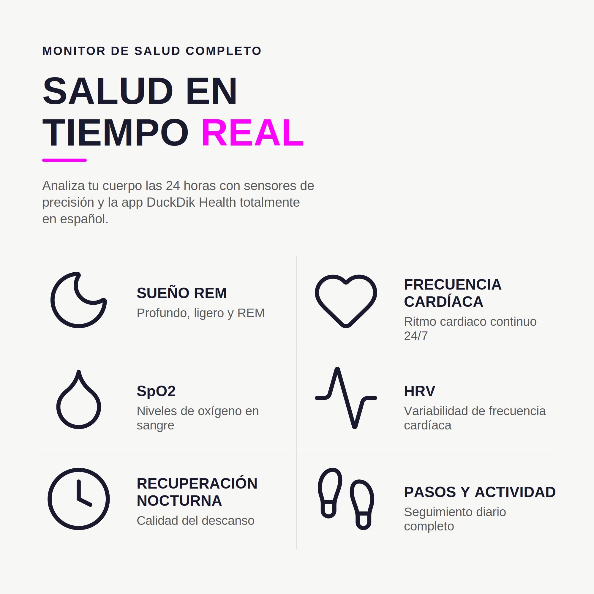 Sense Smart Band sin Pantalla Hombre Mujer, Diseñada en España, Coach IA, Monitor Sueño y Energía, Frecuencia Cardíaca 24/7 HRV SPO₂, IP68, +45 Días Batería, Sin Suscripción, Negro