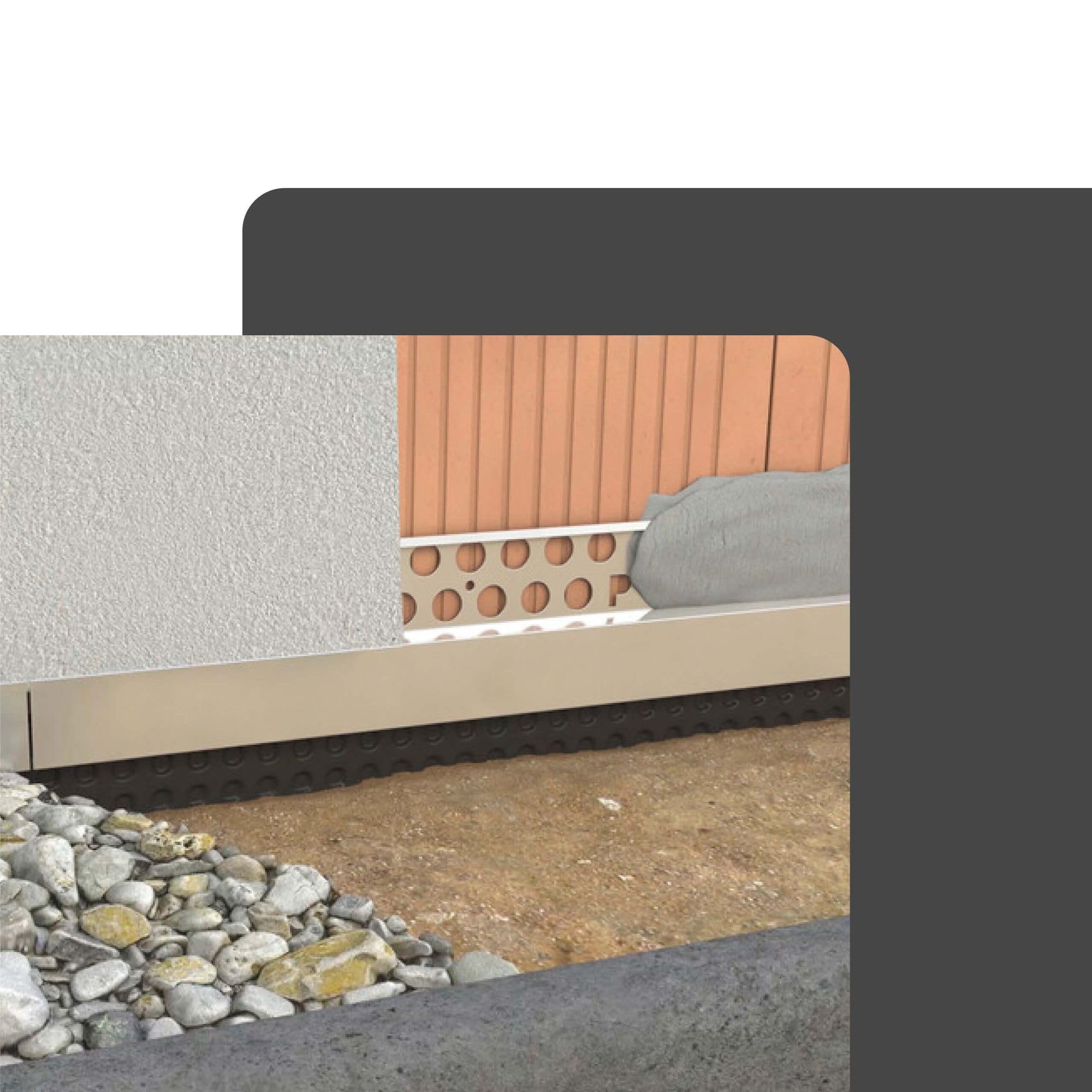 PROTEKTOR Noppenbahn Abschlussprofil Außenputz 250cm Silber Sockelprofil, Abdeckprofil für Noppenfolie, Grundmauerschutz