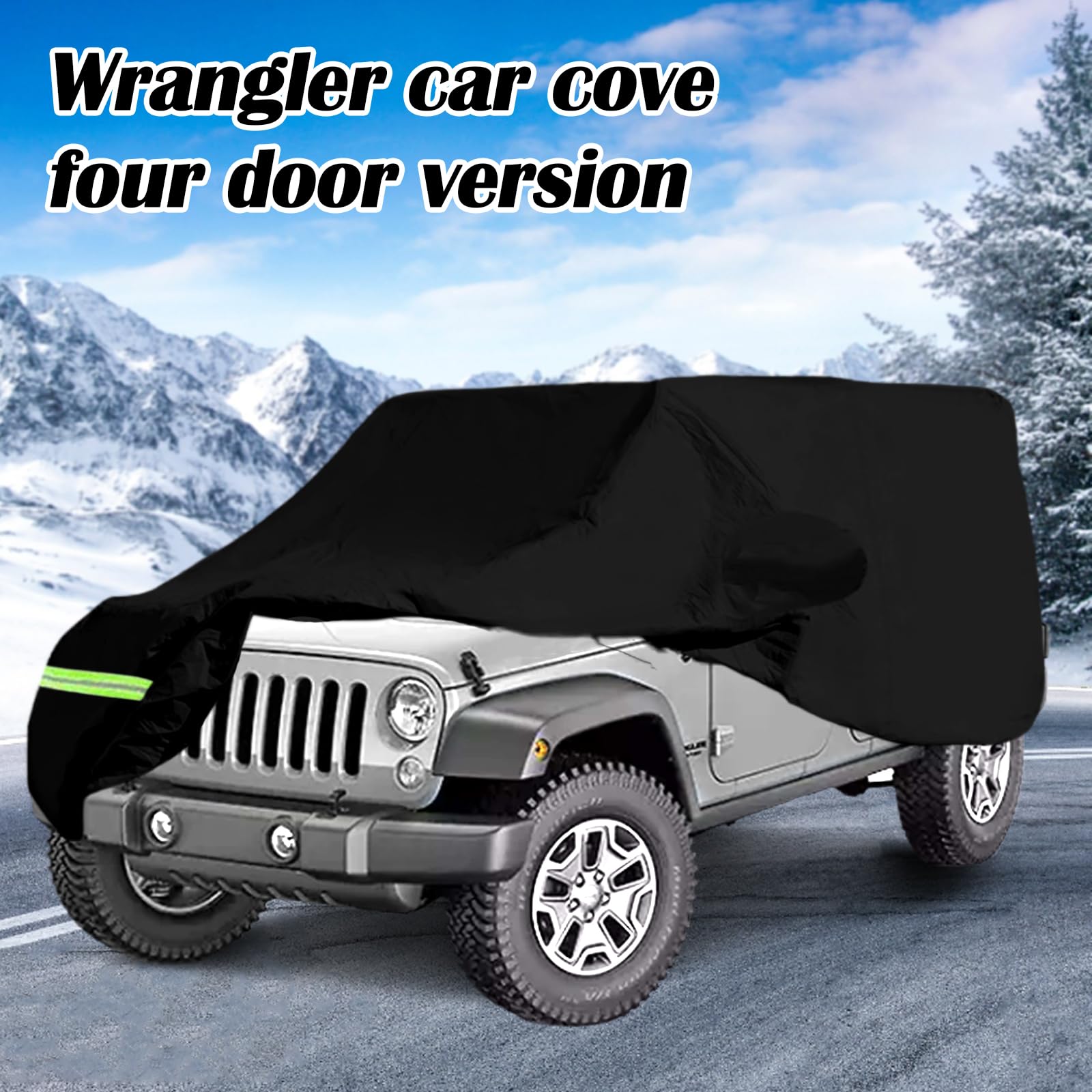 Funda para Coche, Funda Impermeable para Coche para Jeep Wrangler De 4 Puertas, Anti UV, Funda para Coche Interior Y Exterior para Cj Yj Tj Y Jk Funda para Invierno Y Verano para Todo Tipo De Clima