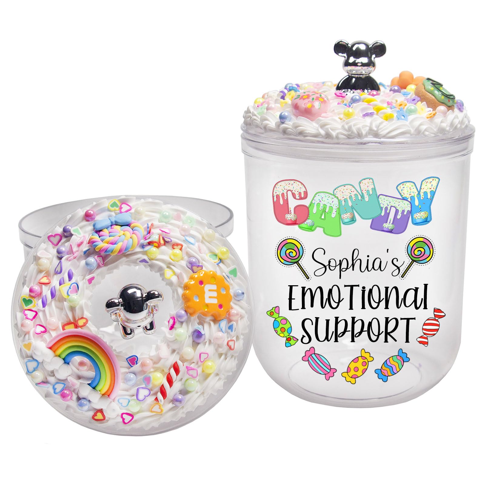 Personalized Easter Candy Jar Emotion Support Easter Kid's Gift - Sealed Storage Container for Kids DIY Plastic Candy Jar (Large)