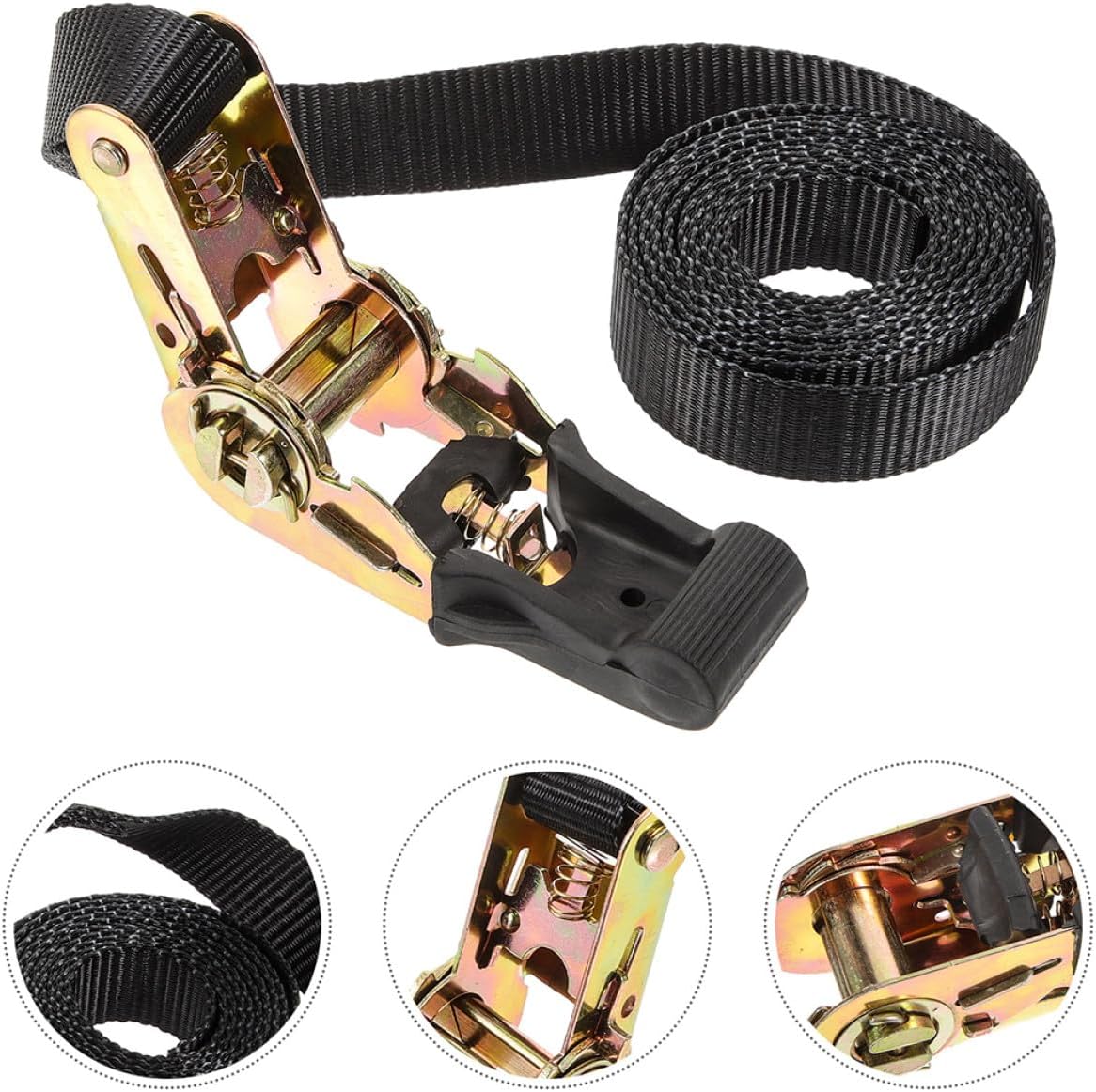 4pcs Ratchet Tie Down Straps 2.5cm X 2m Cargo Ratchet Tie Downs with Spring Fitting Securing Straps for Trailer Load and Moving Equipment