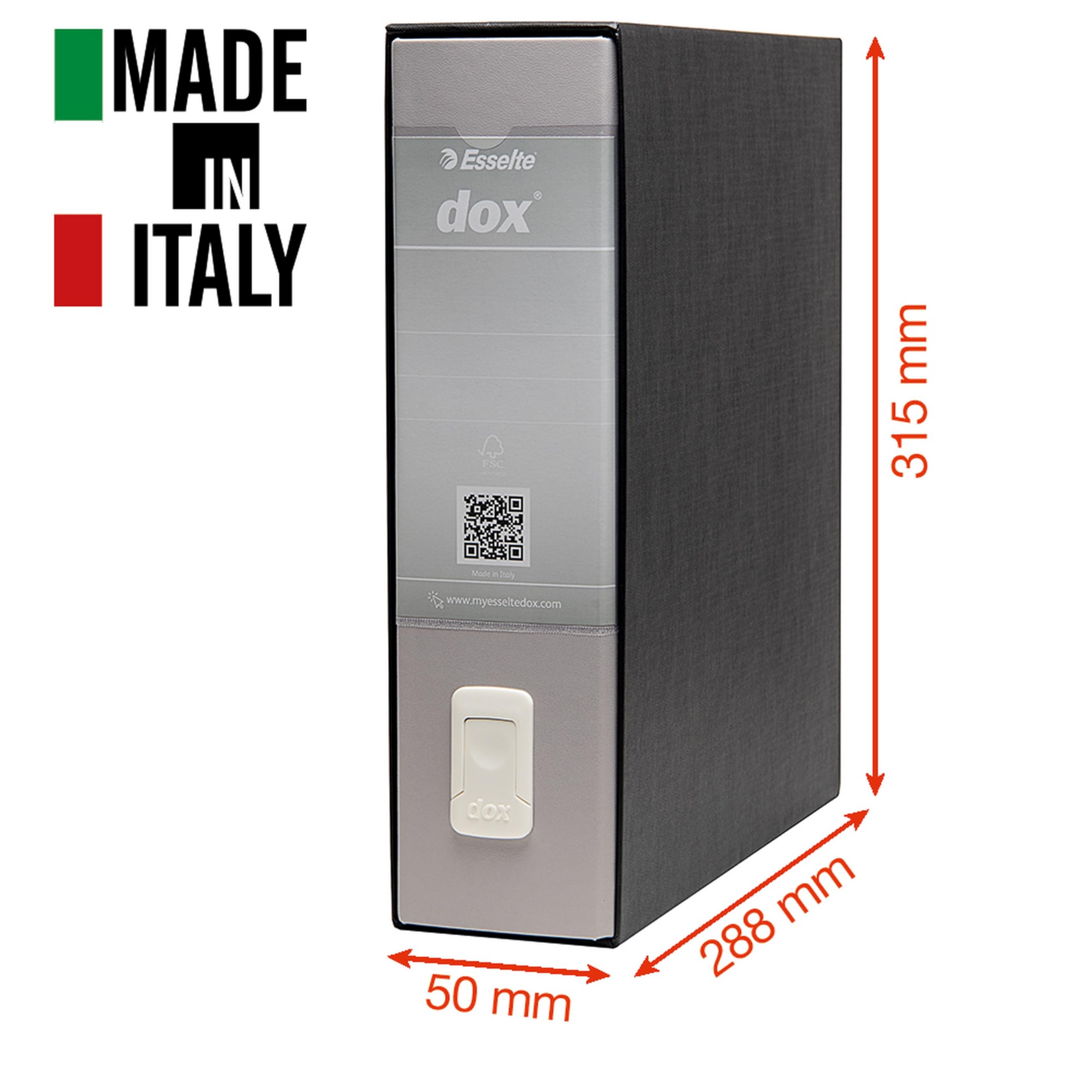 Esselte DOX 1 - 6 Registratori con custodia A4 e meccanismo a leva, Raccoglitori con leva formato Commerciale (23x30cm) con Dorso da 8 cm, Nero, 85 x 315 x 288 mm, Conf.da 6 pezzi, D26110