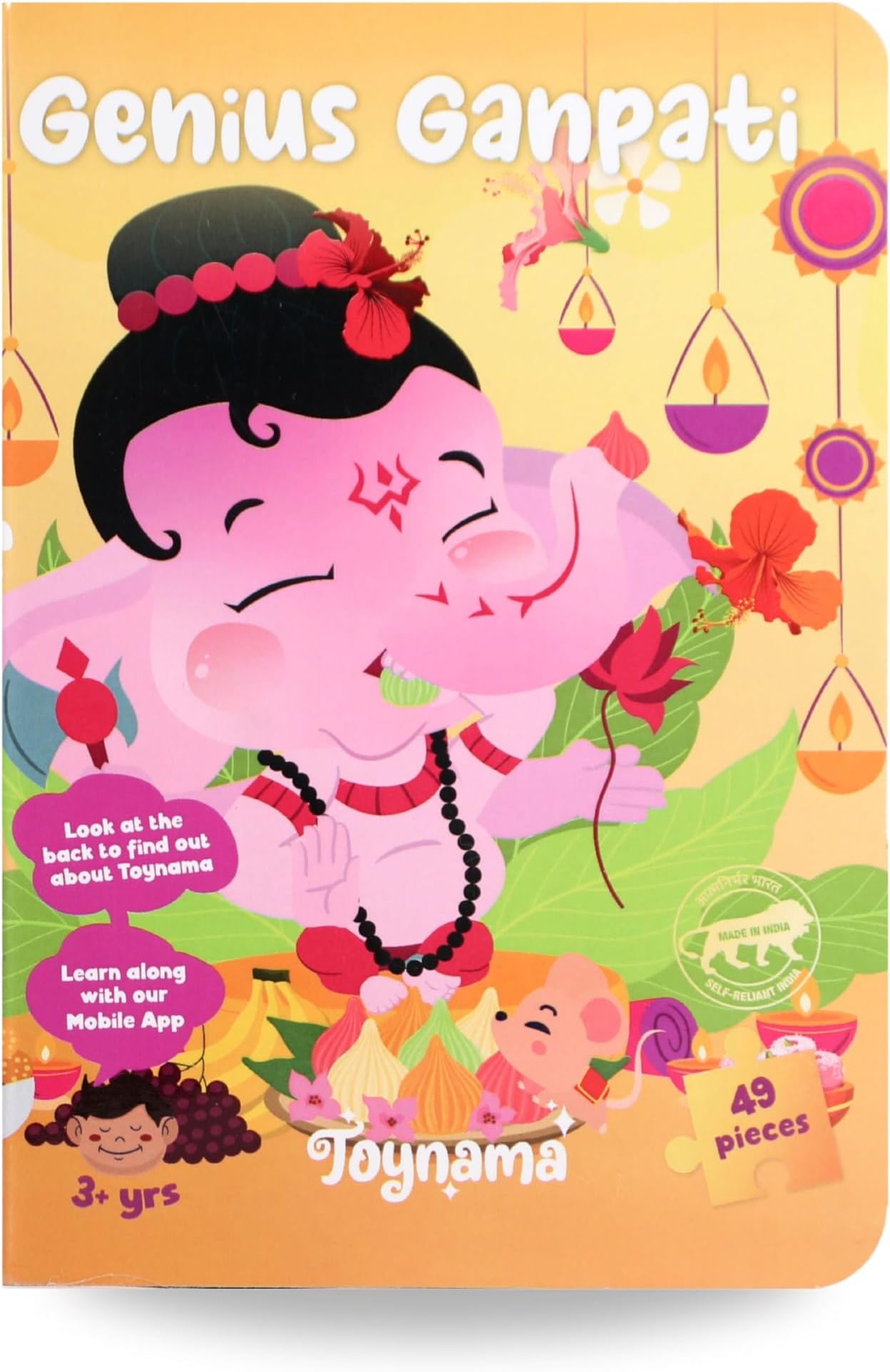 Educational Toys for Kids - Genius Ganesha 49 Pcs Jigsaw Puzzles Ages 3 and Up | Cultural Interactive Learning with App
