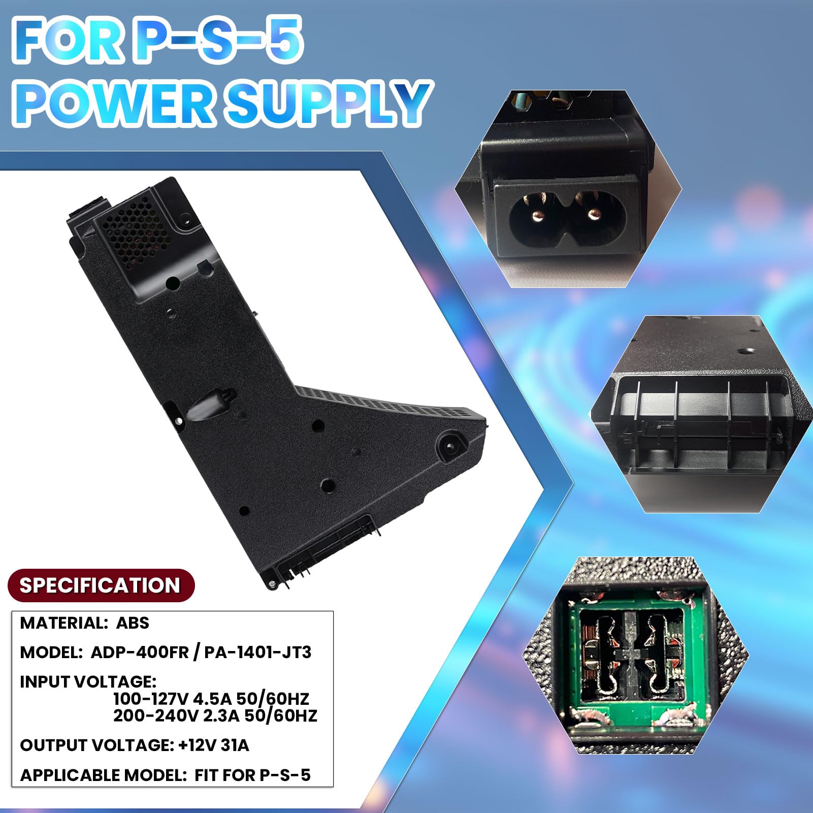 Upgraded ADP-400FR/PA-1401-JT3 Power Supply Accessories for P-S-5 1200 Series, High-Efficiency Internal AC Adapter Console Power Adapter with Power Cable & Tool Kit