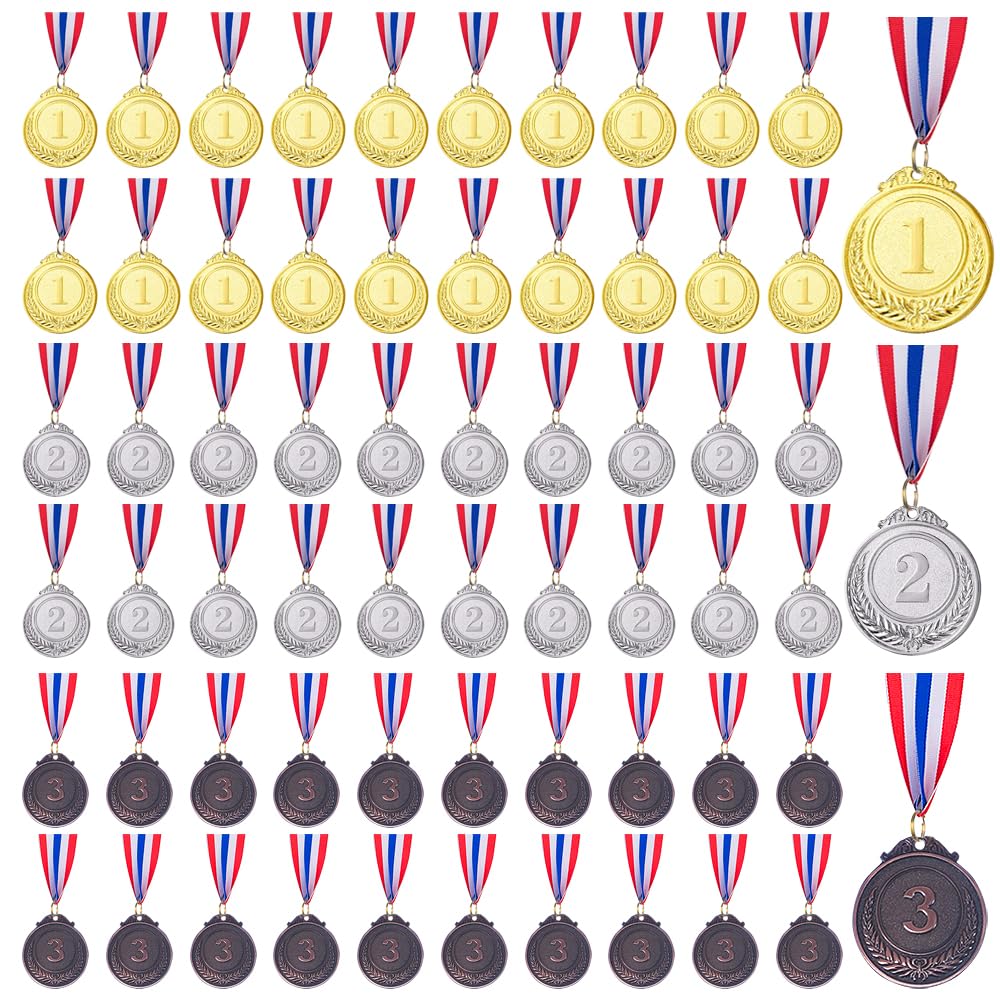 12/24/48/96 Pieces Gold Silver Bronze Award Medals-Winner Medals Gold Silver Bronze Prizes for Competitions, Party, 2 Inches