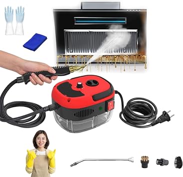 2026 Professional High-Pressure 1800ml Rapid-Heating Steam Cleaner,2500w Handheld High-Temperature Pressurized Steam Cleaner,Heavy Duty Engine Steam Cleaner Portable,for Car,Home, Kitchene A
