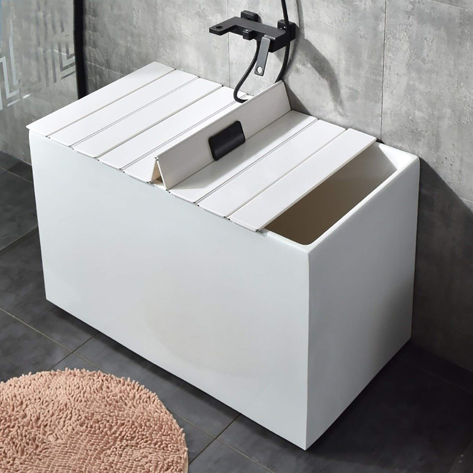 YSYP Bathtub Tray, Bathtub Cover Anti-dust Folding Dust Board Bathtub Insulation Cover,Bath Lid,Shutter Bath Lid-White PVC 12mm Thick (Size : 180×100×1.2cm)