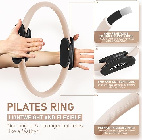 Miniatura 2 de Kit de pilates, 1 anillo mágico con 1 bola de núcleo, 3 bucles resistentes y 2 bandas flexibles, kit esencial de pilates en esterilla