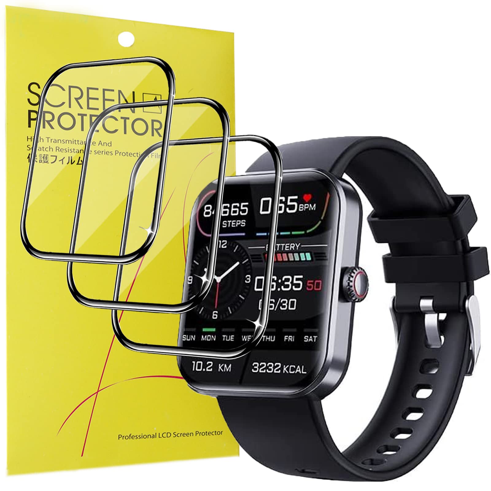 F57l Smartwatch 1.91 inches Screen Protector, [3 Pack] 3D Full Coverage PET Soft Screen Protector Film Compatible with BNGXR, Barn Eleven, BINGONE, Grewas, Soputry, Bysku, Flashstar, F57l Smart watch