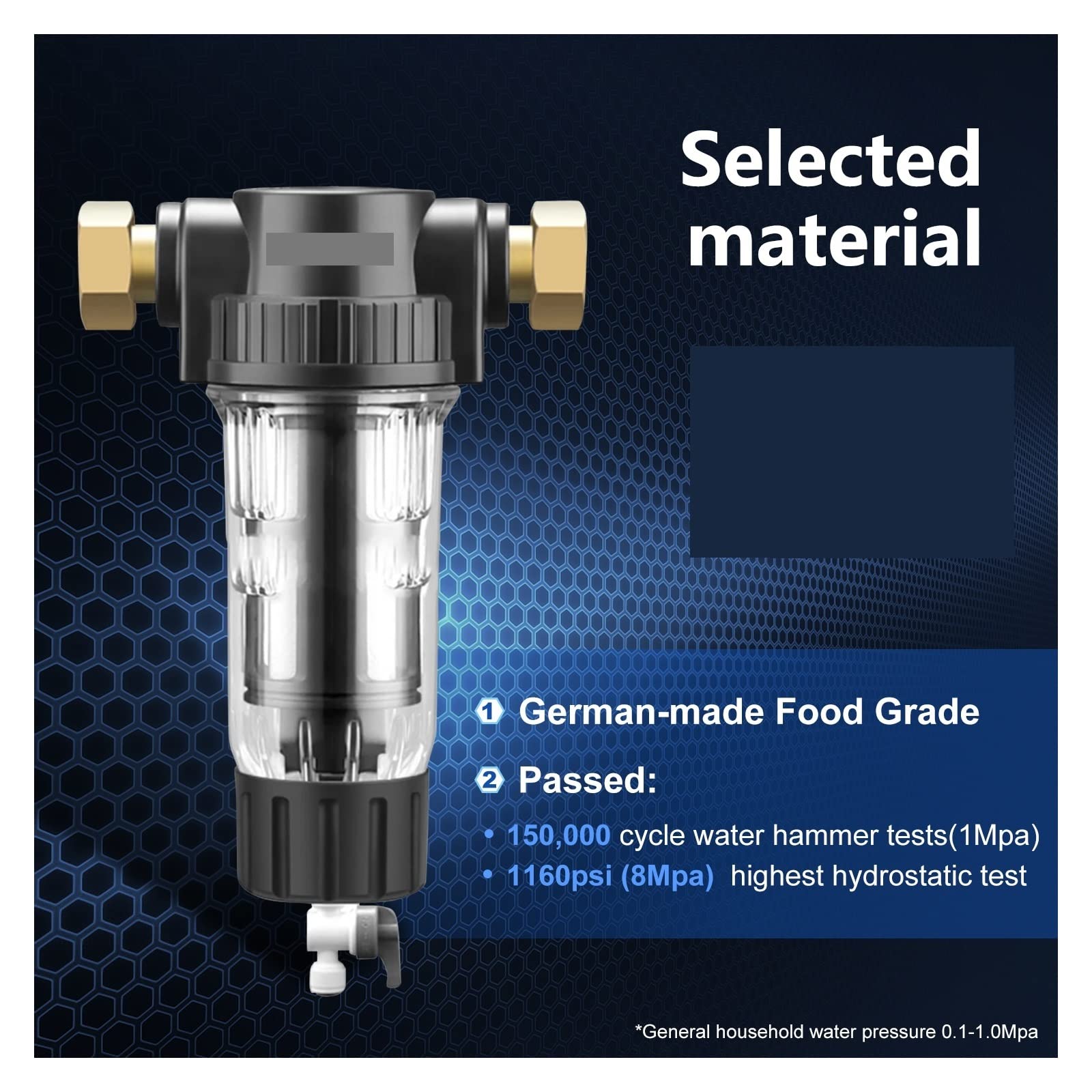 Filter for das ganze Haus, zentrales Vorfiltersystem, wiederverwendbarer Wasserfilter, fängt Rost, Staub und Sand auf(Host and Filter)