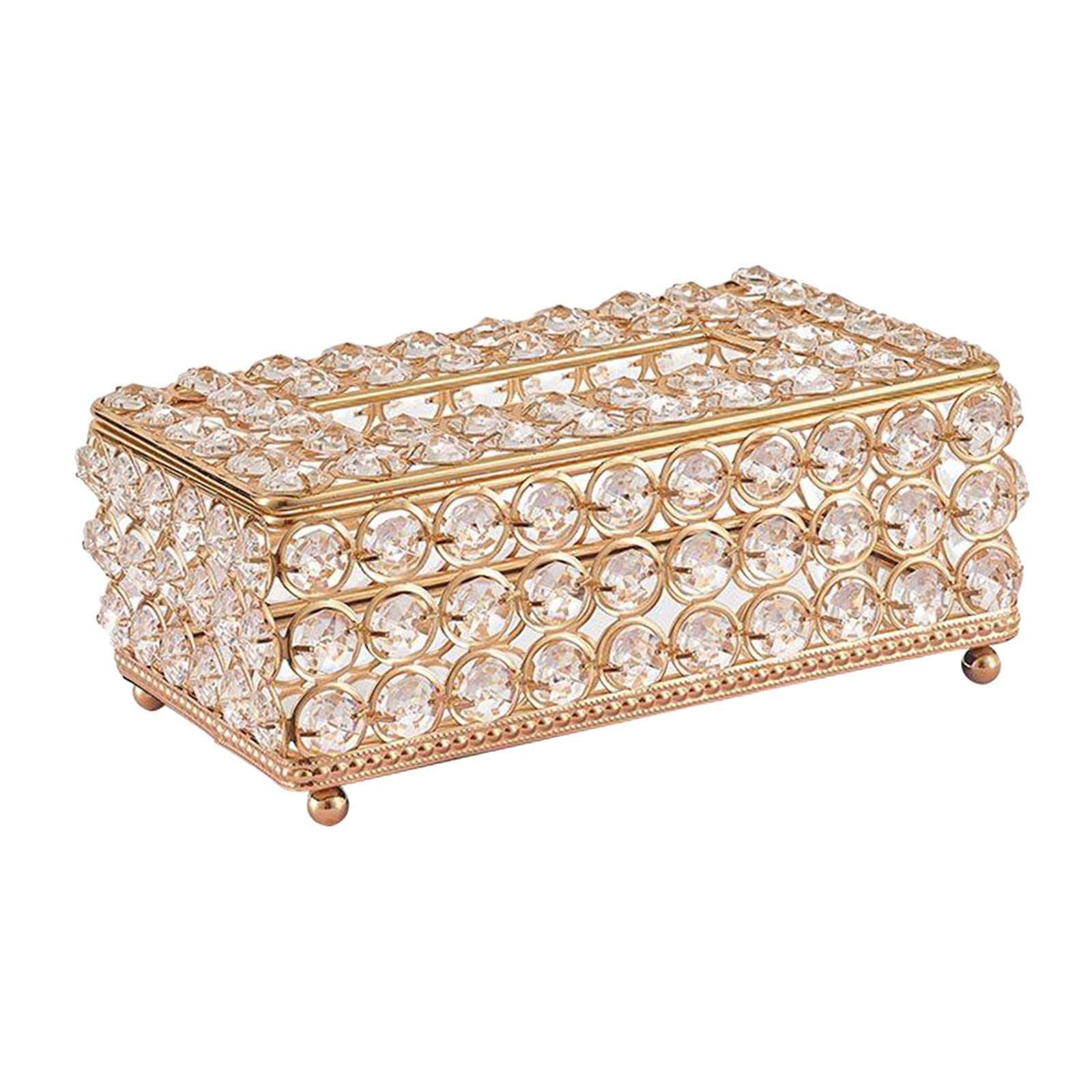 Porta Fazzoletti Cristallo Accessorio Decorativo Porta Salviette in Metallo Lucido per Un Tocco Raffinato Adatto per Toilette Studio, d'oro,