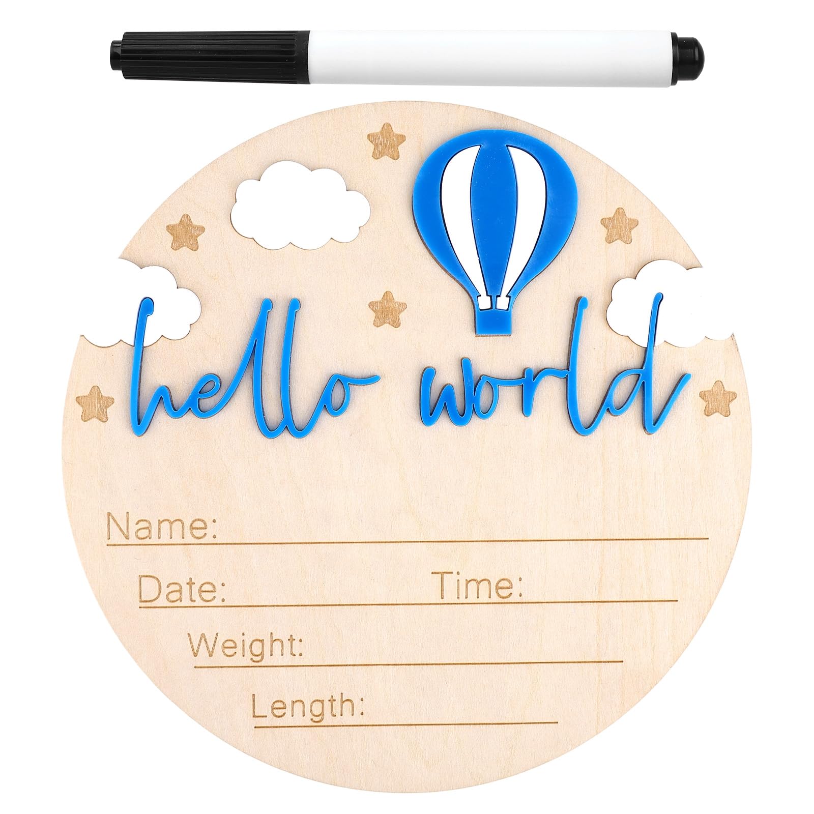 Gosknor Wooden Baby Announcement Sign, Baby Name Sign(Dark Blue)