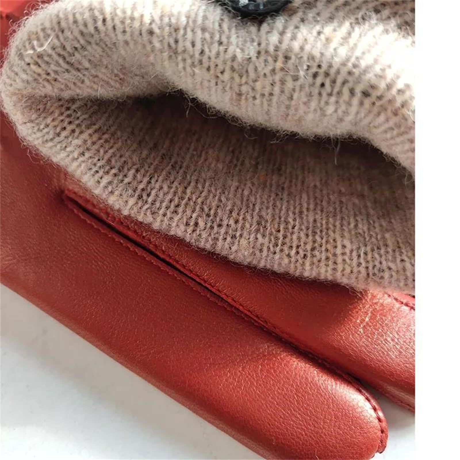 Guantes de piel de oveja auténtica para hombre, con forro de lana, para invierno, cálidos, para ciclismo, conducción al aire libre