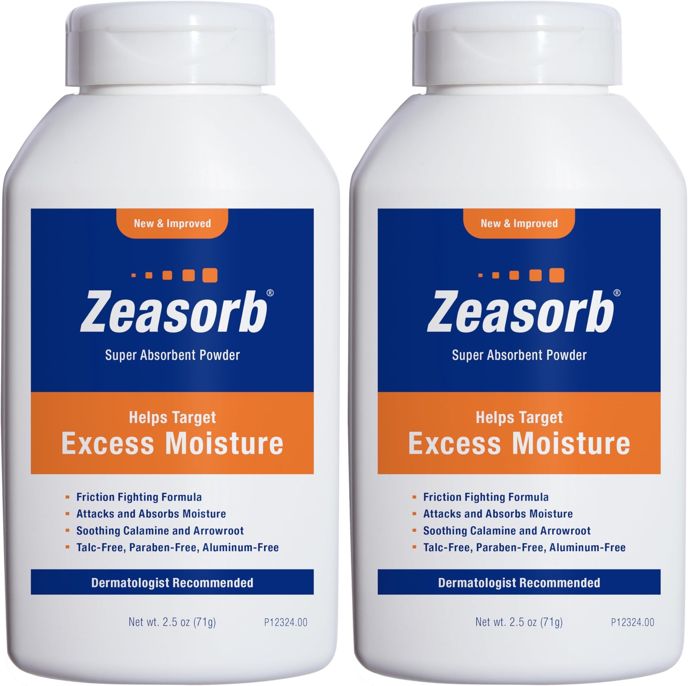 Zeasorb Body Powder, Foot & Body | Excess Moisture Control | Dermatologist Recommended | Friction-Fighting Formula | 2.5 oz Pack of 2
