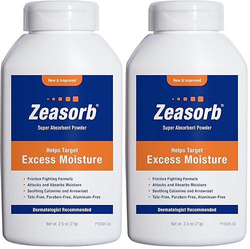 Miniatura 8 de Zeasorb Polvo superabsorbente para pies y cuerpo con control de humedad excesivo, recomendado por dermatólogos, fórmula de lucha contra la fricción