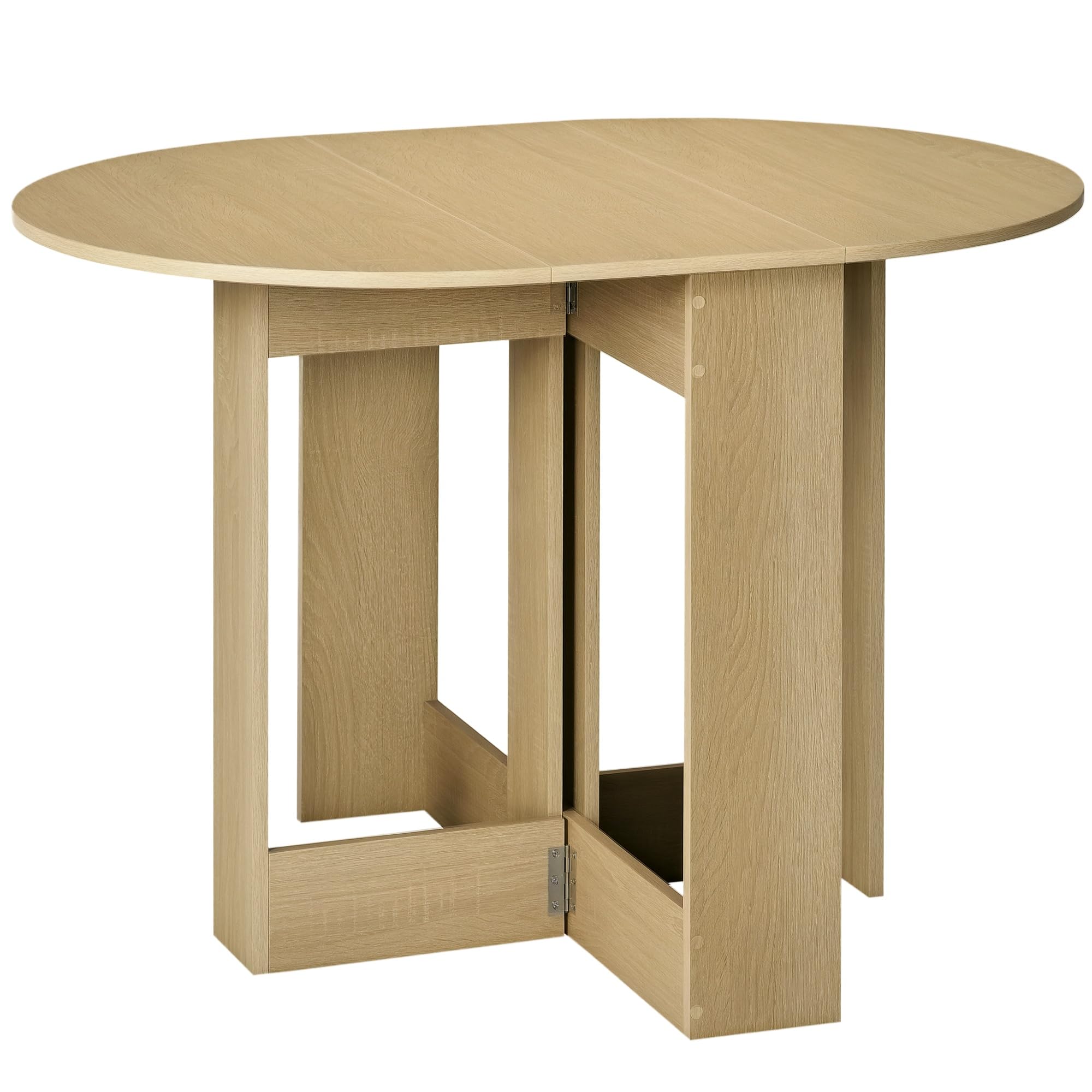 HOMCOM Drop-Leaf Table Folding Dining Table with Foldable Leaves Oak | for Small Spaces, Kitchen, Dining Room