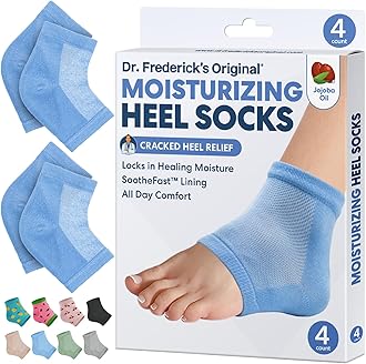 Moisturizing Heel Socks for Dry Cracked Heels Treatment - Infused with Olive Oil, Jojoba Oil and Vitamin E - 2 Pairs - Valentines Day Gifts for Her & Him - Blue Jojoba