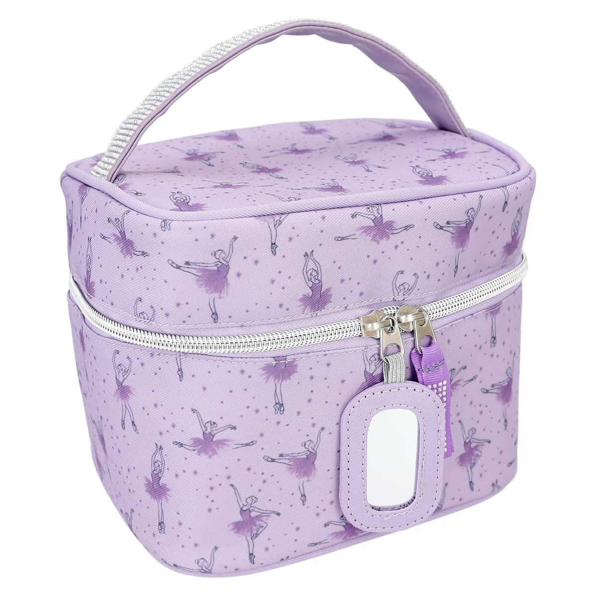 Depesche 12239 TOPModel Ballet-Kosmetiktasche in Lila mit Glitzersteinen, Beauty Case mit Innentaschen, Ballerinas, Mehrfarbig