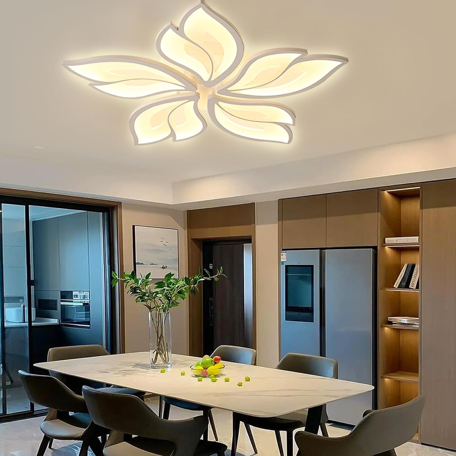 Arcadia Plafoniera Led Soffitto Moderna con Luce Calda e Fredda Dimmerabile con Telecomando e App - Lampadario Camera da Letto Soggiorno Cucina Cameretta Salotto - 4600LM 62W 55Cm - Modello Hypnos