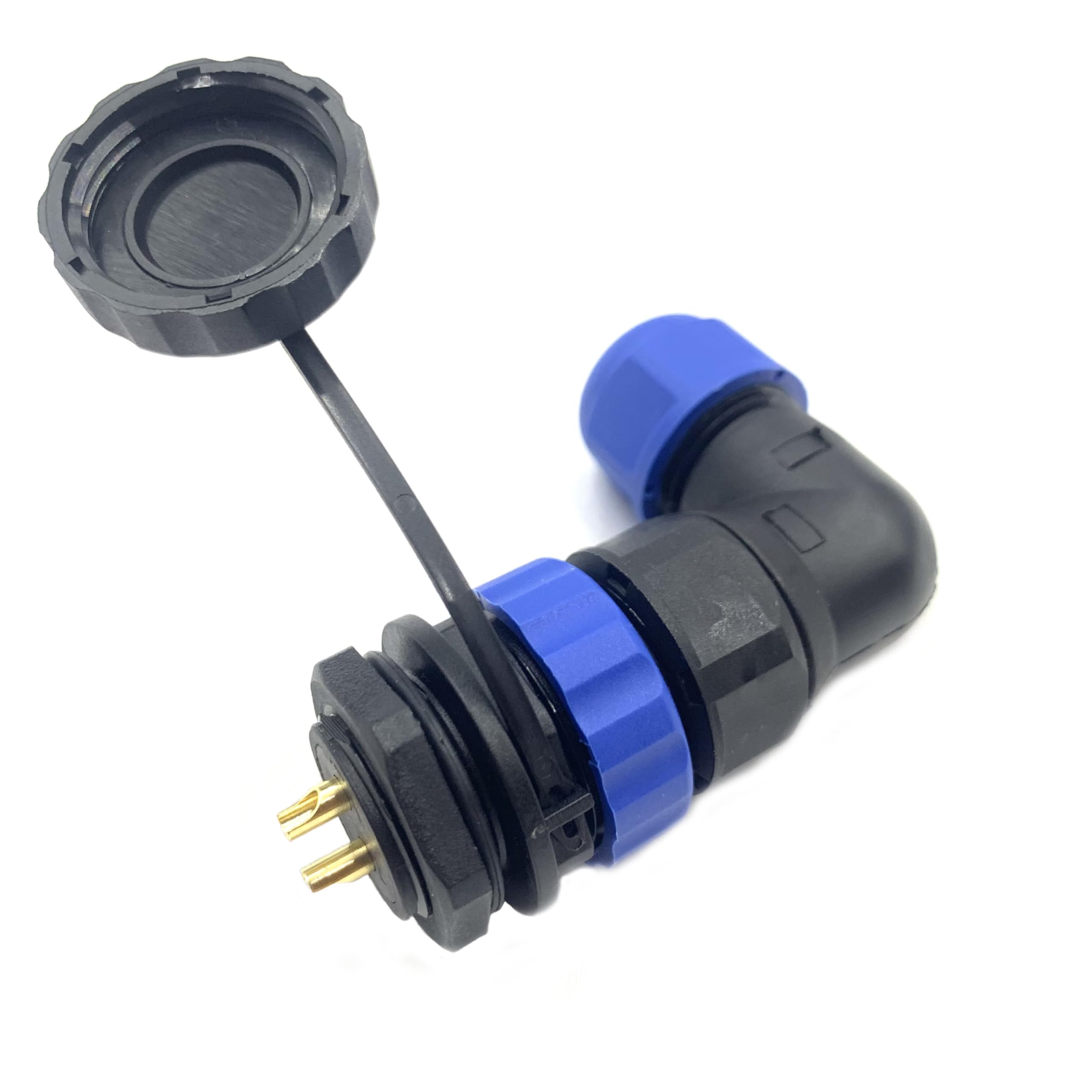 bayzconn SP21 2 Pin Waterproof Aviation Connector, Curved Male Plug Female Socket Aviation Connector Welding Type for Aviation and Industrial