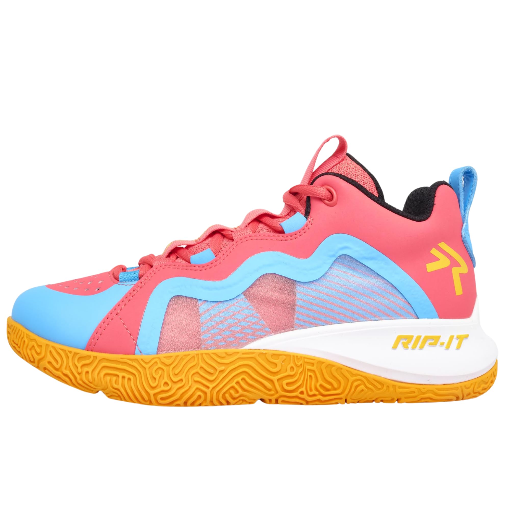 RIP-IT Women's Future Court Volleyball Shoes - Outdoor & Indoor Court Footwear, w/Enhanced Traction, Flex Grooves & Anti-Ankle Roll Feature, Good for Jumping & Running | Size 5.5 | Pink/Blue/Orange
