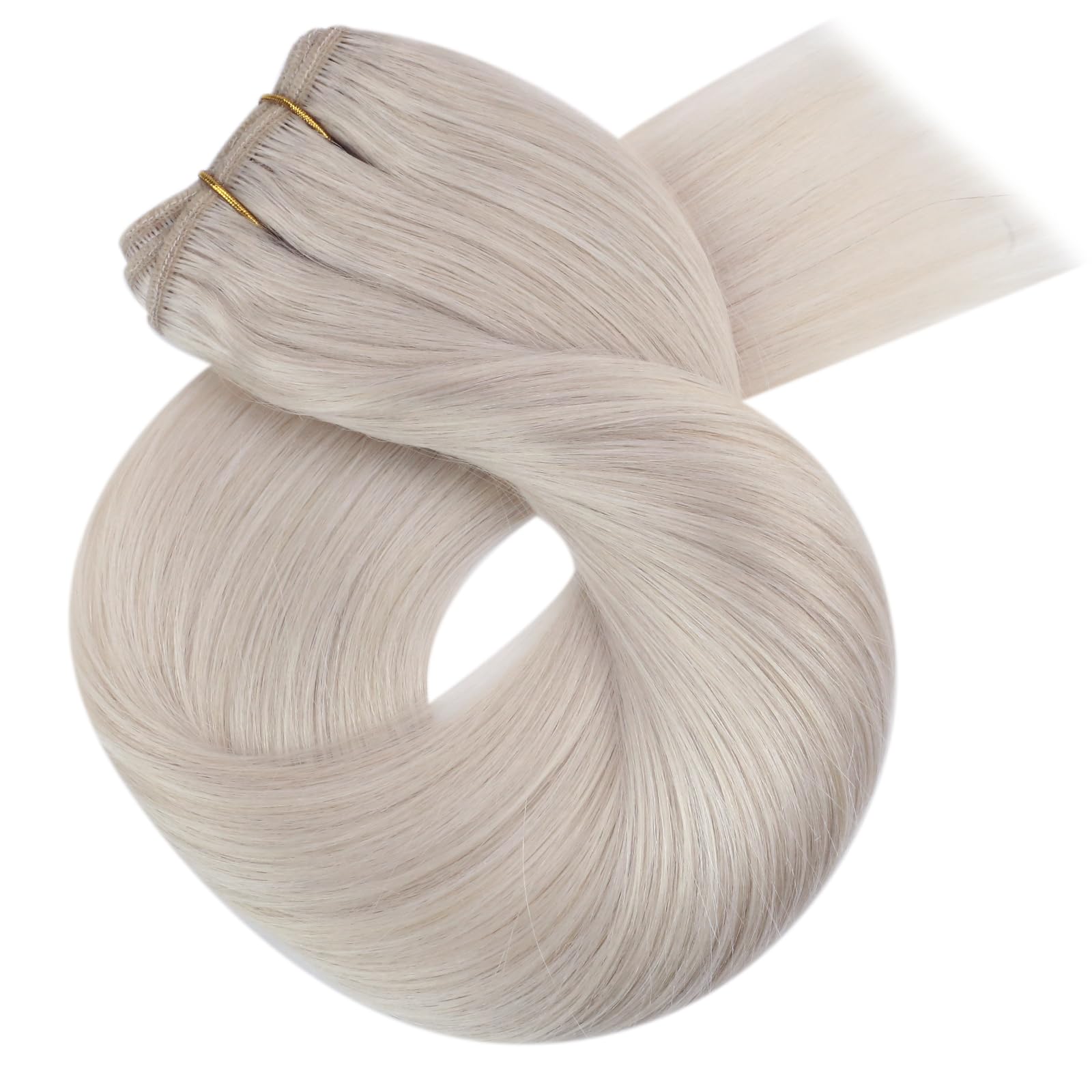 Moresoo Weft Hair Extensions Real Human Hair Medium Brown Highlighted Platinum Blonde Sew in Human Hair Extensions Brown to Blonde Full Head Remy Straight 18 Inch 100g/Pack #P6/60 — view 141