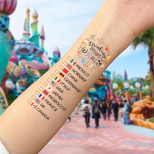 Miniatura 2 de Beber alrededor del mundo - Paquete de 4 tatuajes temporales