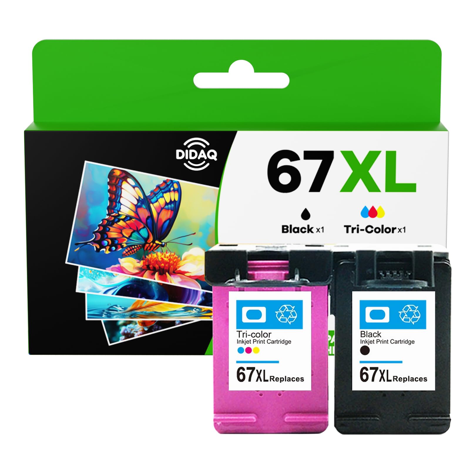 67XL Printer Ink Replacement for HP 67 Ink Cartridges Black 2 Combo Pack DeskJet 2755e 2700 4155e 2800e 2700e Envy 6055e 6000 6455e 6400 6458e Printer